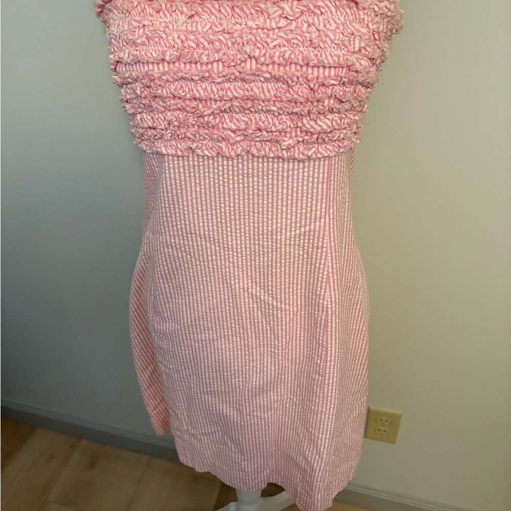 Pink Textured Sleeveless Dress